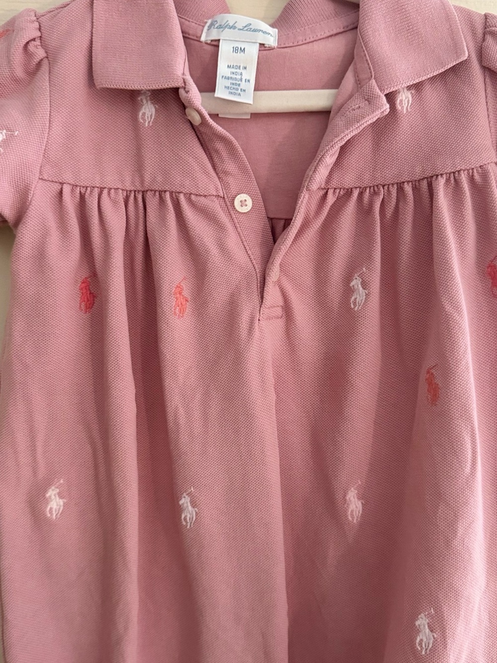 Ralph Lauren Dusty Rose Polo Baby One-Piece - Picture 2 of 3